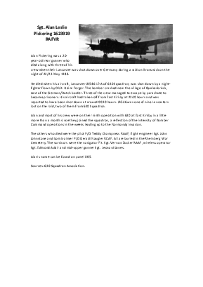 A preview of a PDF biography for Pickering, Alan Leslie